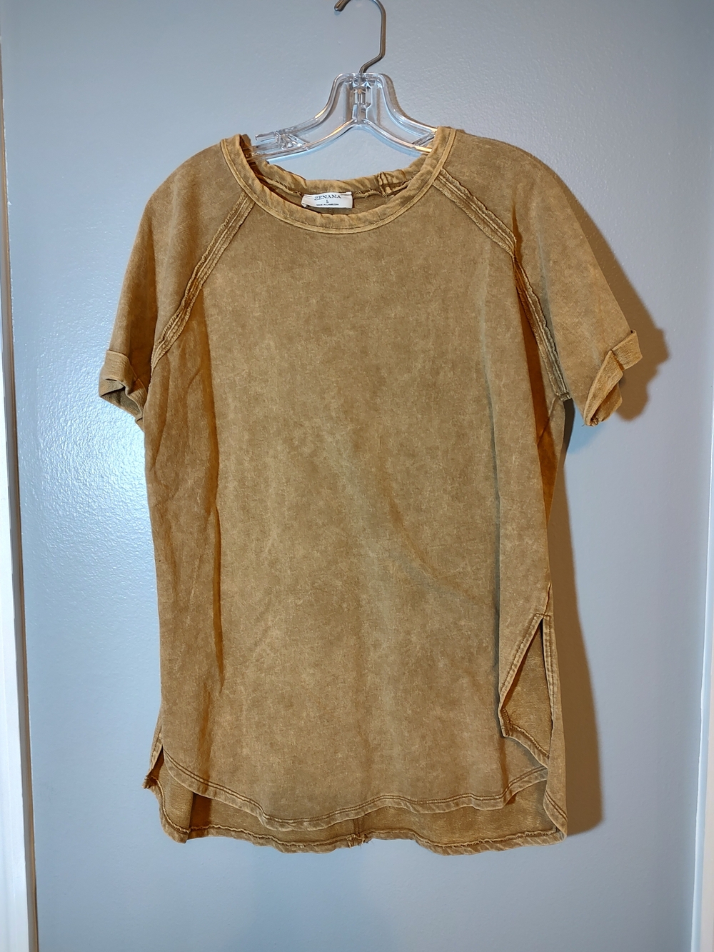Zenana Outfitters Washed Tan Short Sleeve Tee